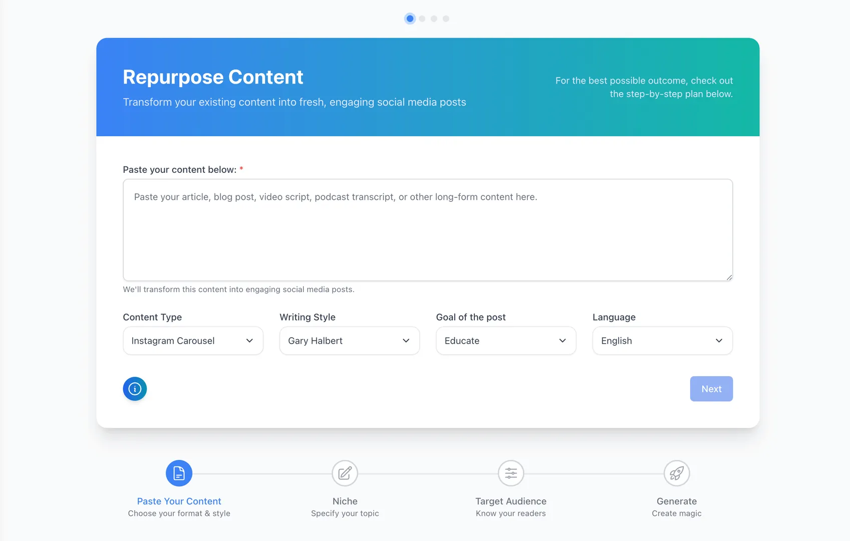 Social Media Repurpose Generator screenshot 2