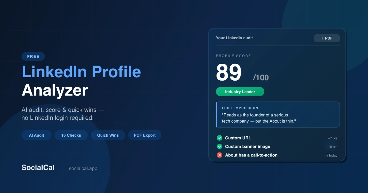 LinkedIn Profile Analyzer — Free AI Audit & Score screenshot