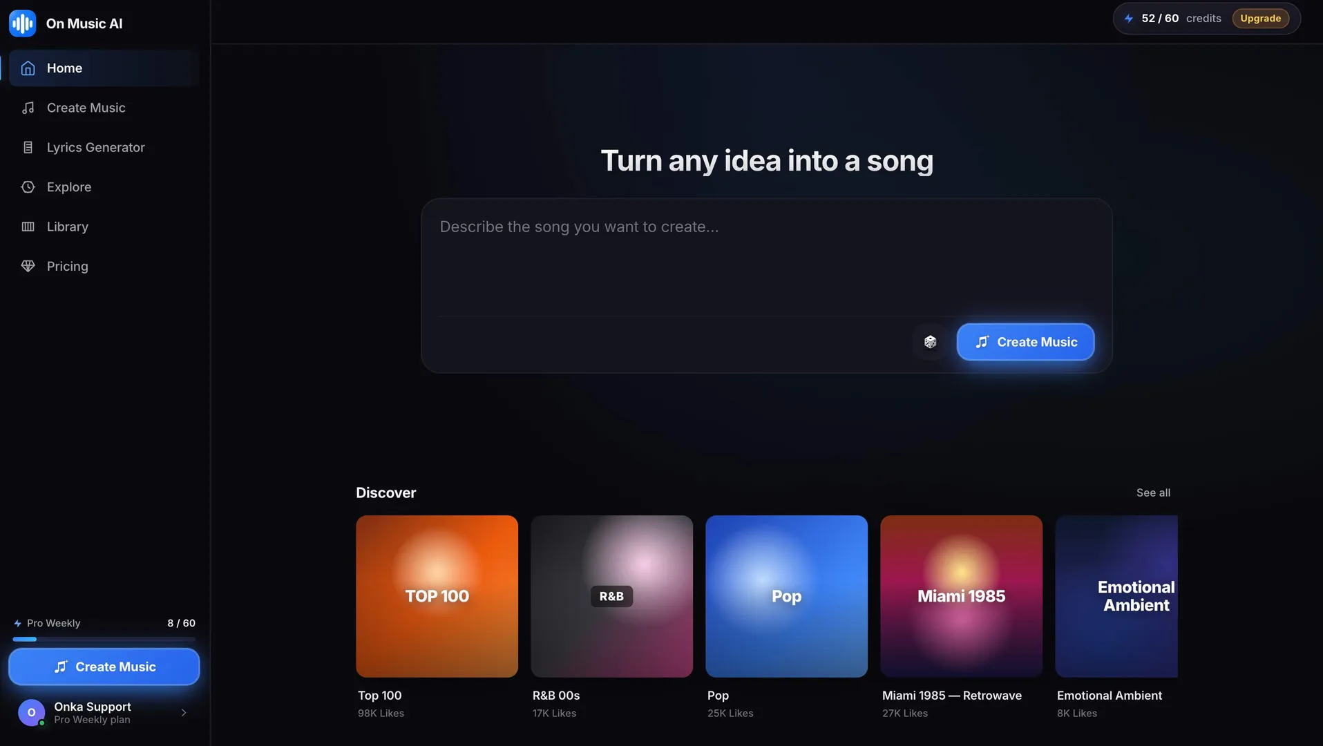 On Music AI screenshot