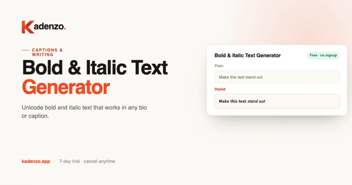 Bold & Italic Text Generator screenshot