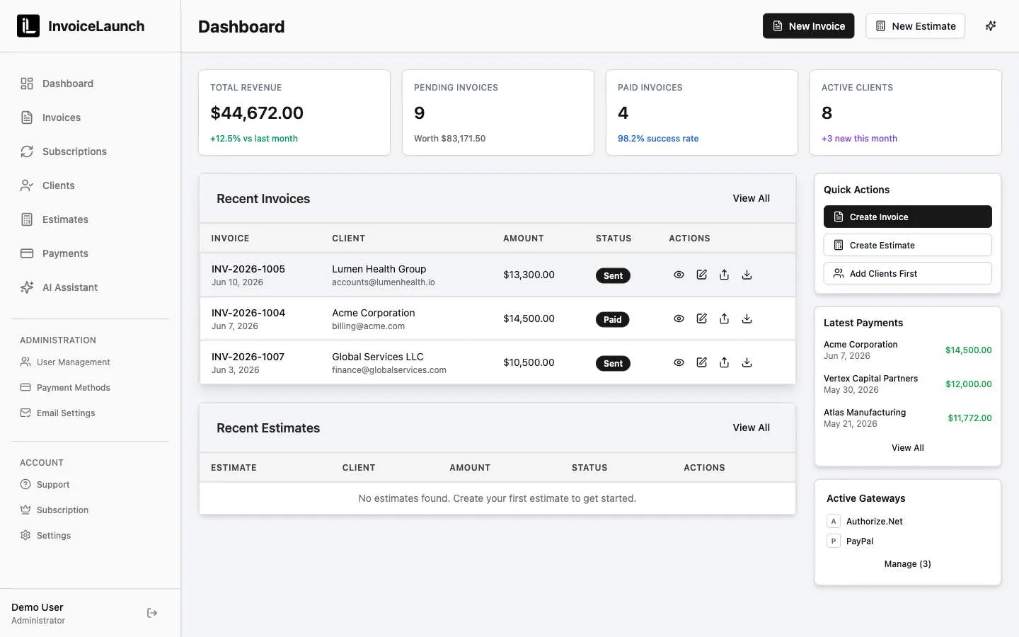 InvoiceLaunch screenshot