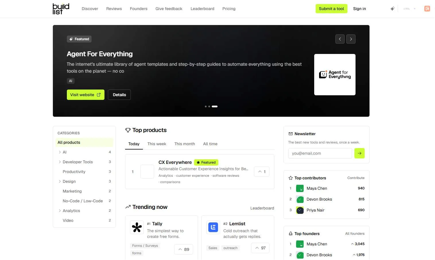 Buildlist screenshot