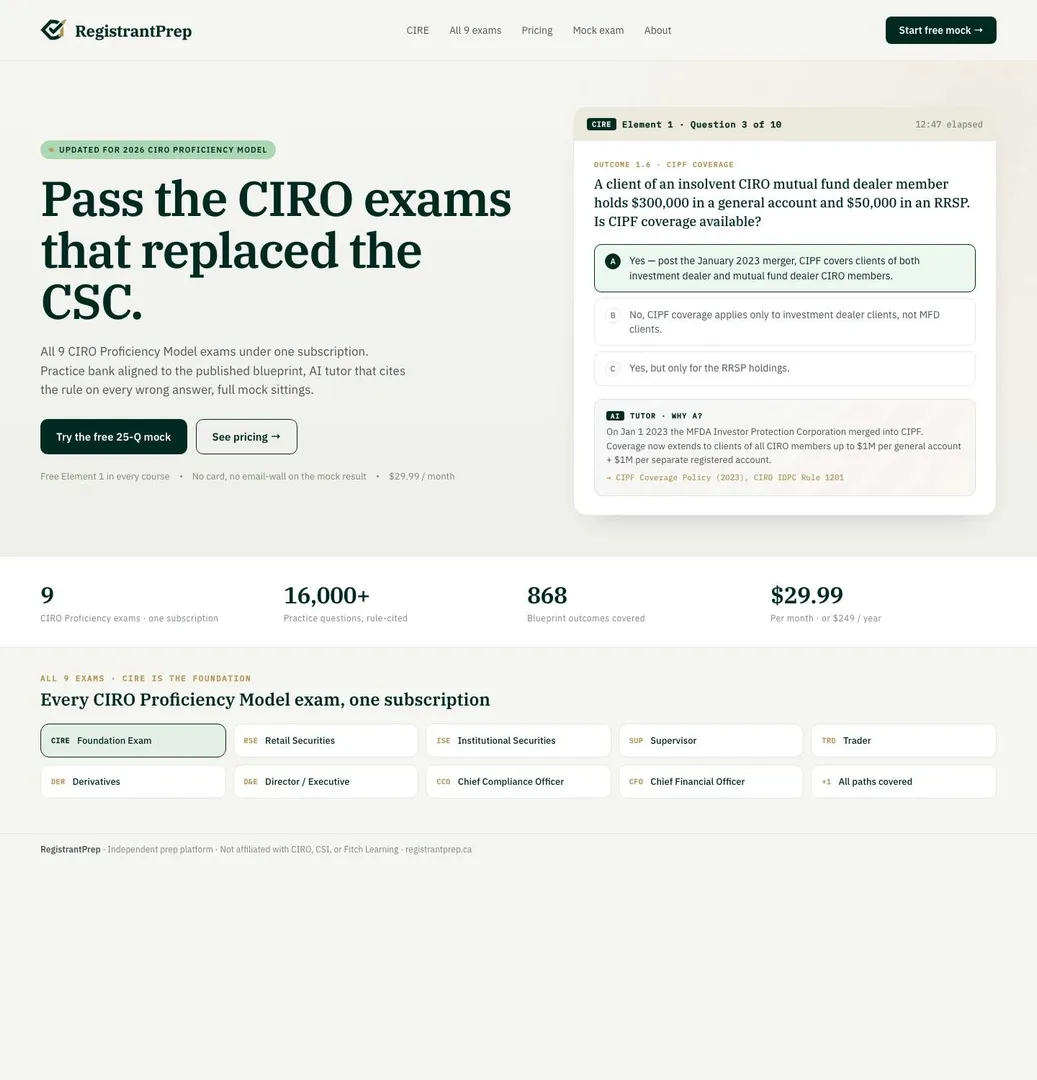 Registrant Prep screenshot