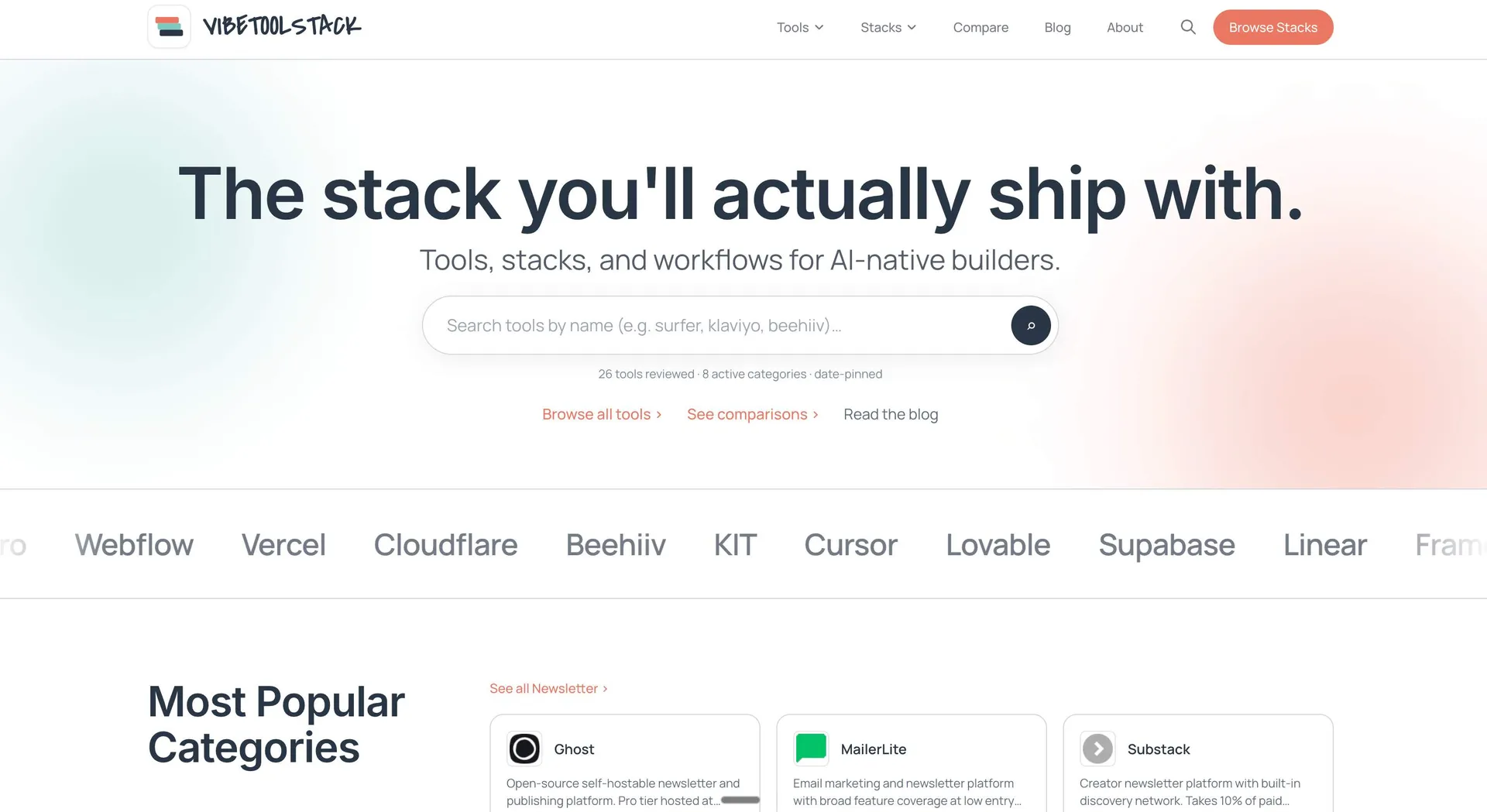 Vibetoolstack screenshot
