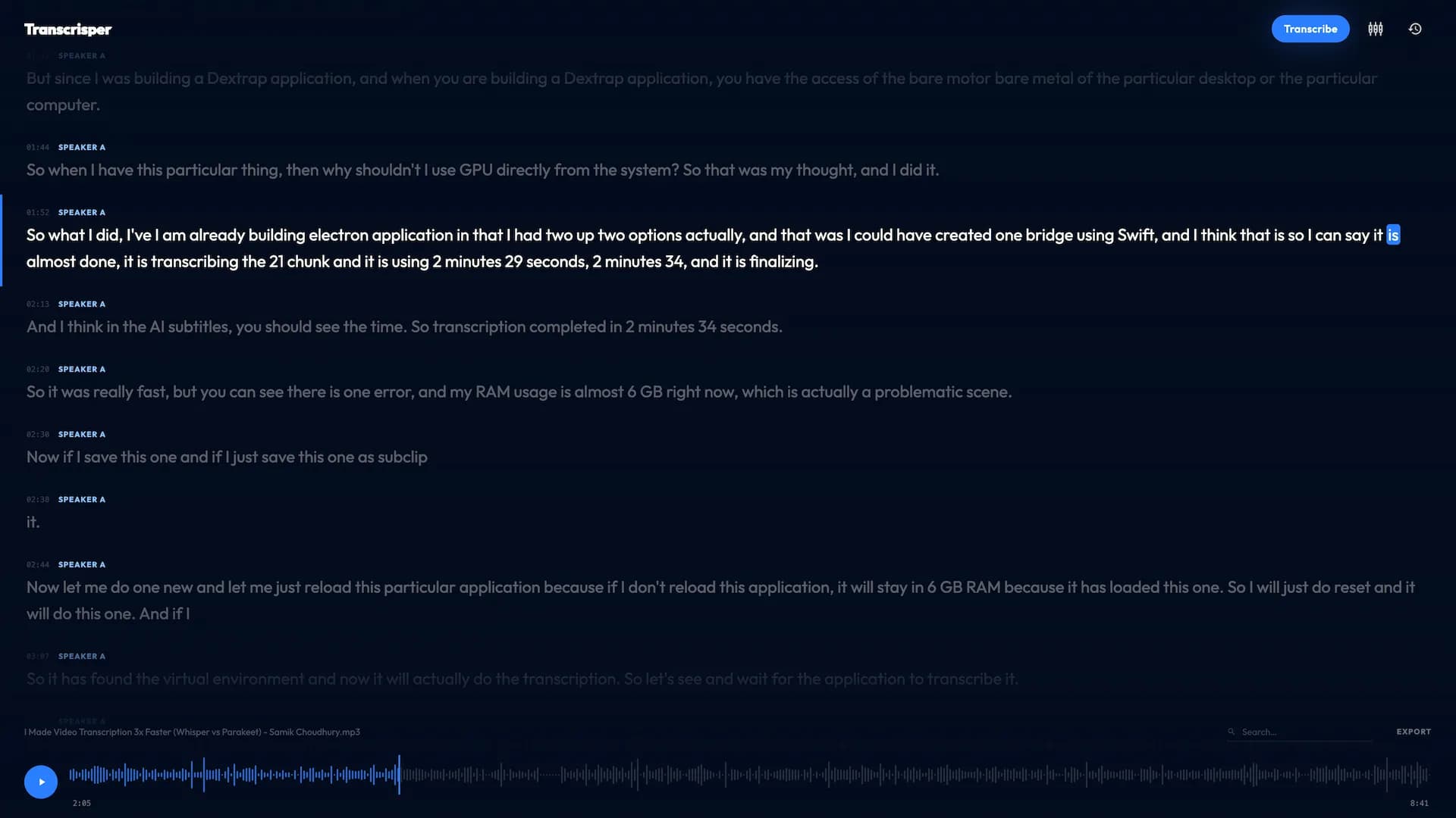 Transcrisper screenshot 3