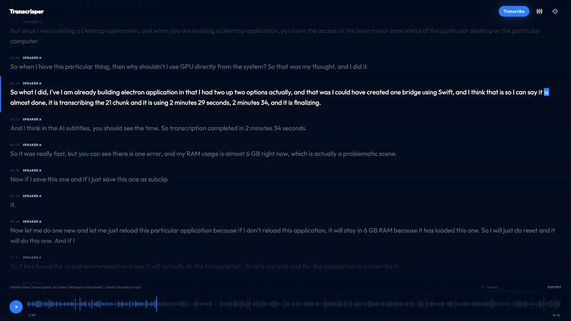 Transcrisper screenshot 3