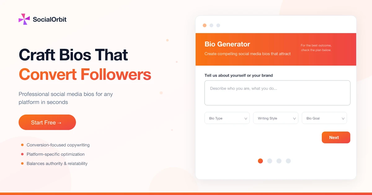 Social Media Bio Generator screenshot