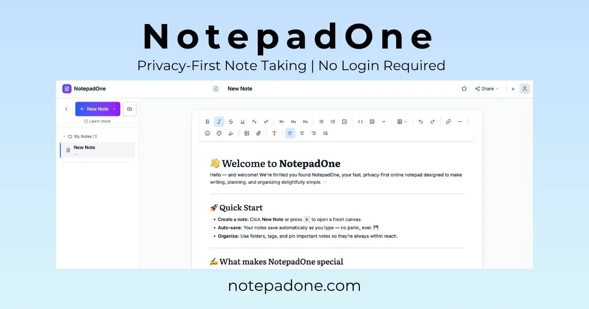 NotepadOne screenshot