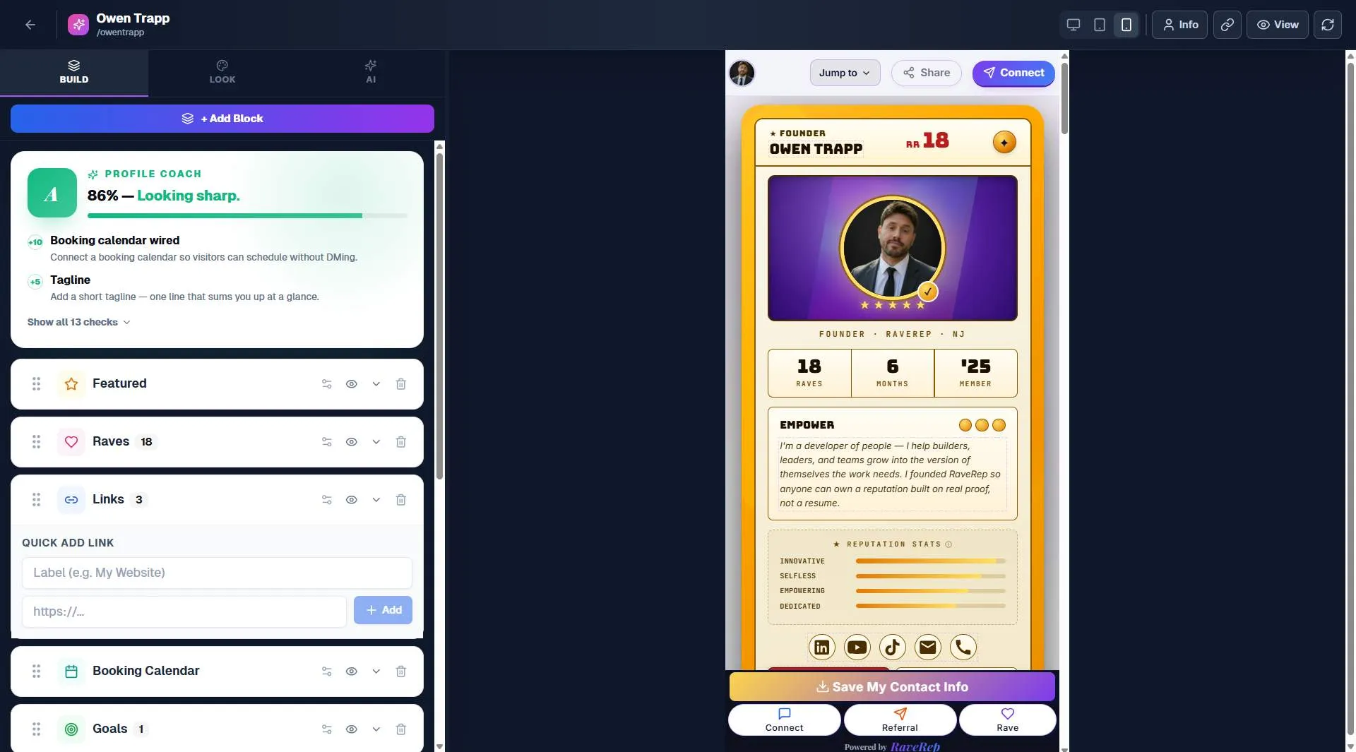 RaveRep screenshot