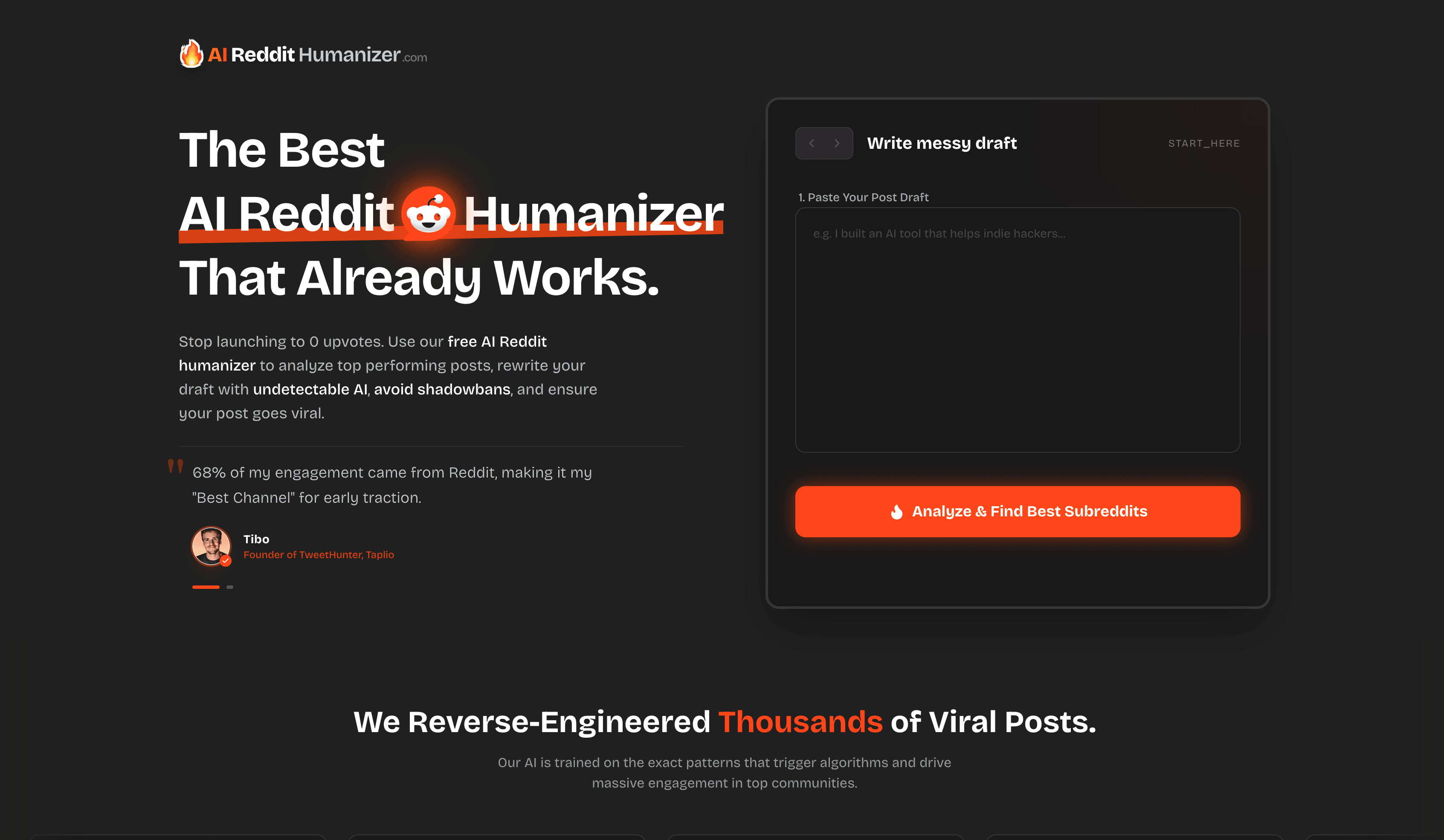 Al Reddit Humanizer screenshot