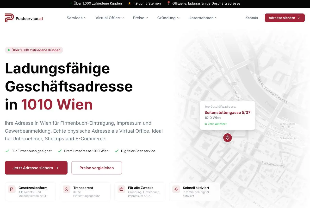 Postservice.at screenshot