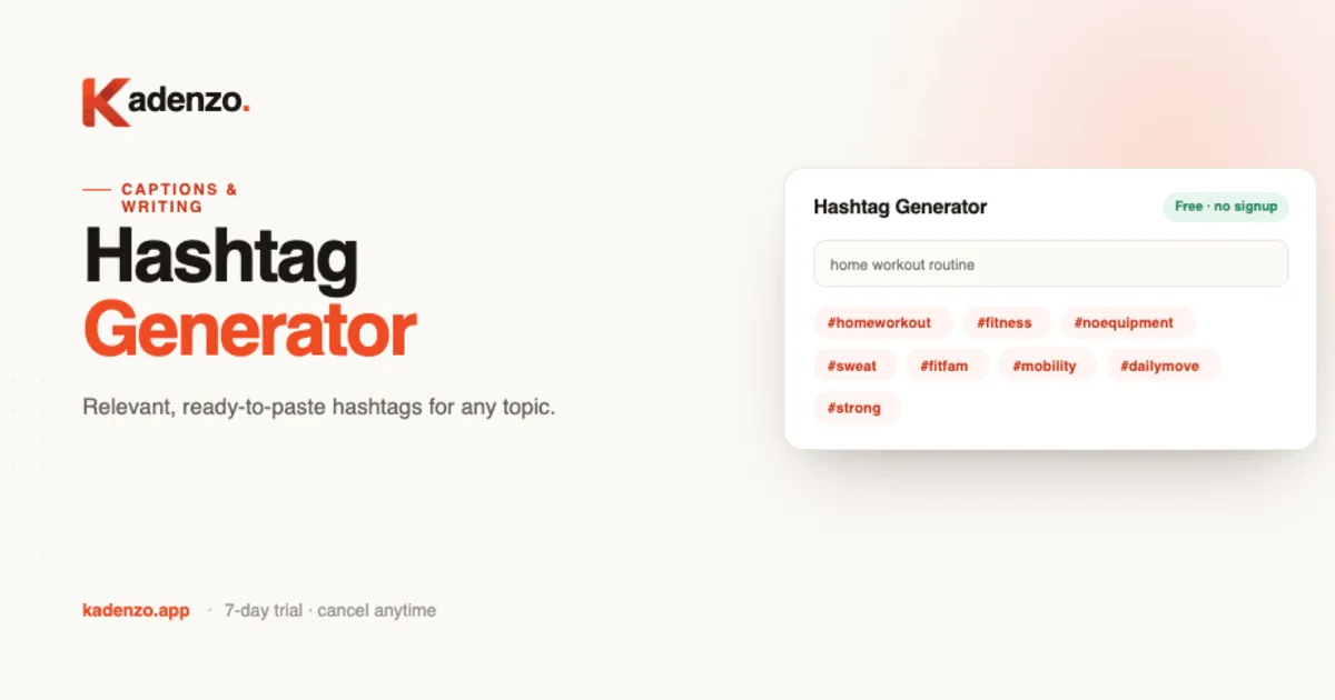 Social Media Hashtag Generator screenshot