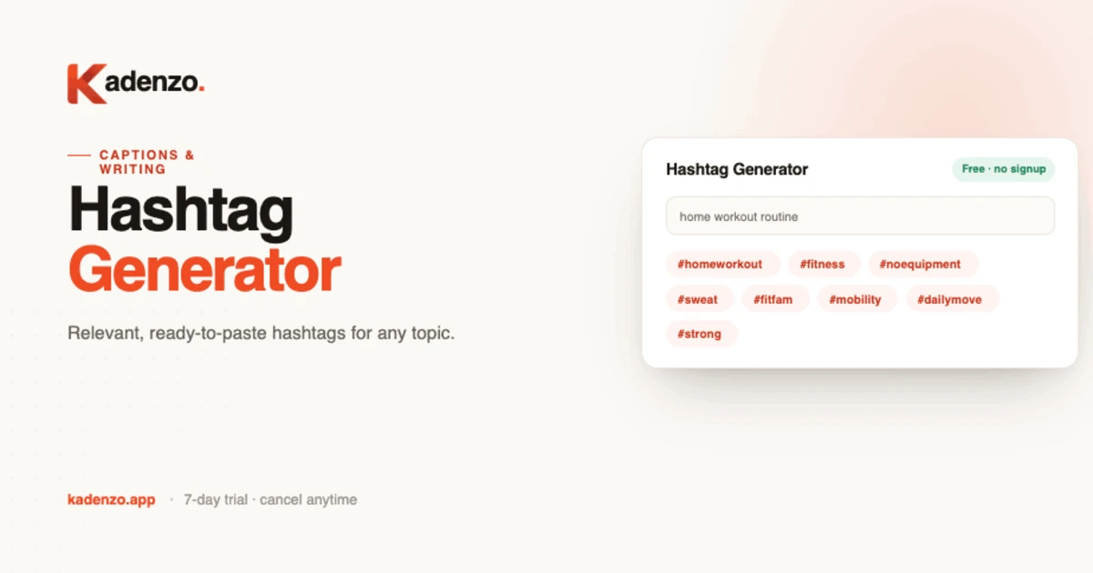 Social Media Hashtag Generator screenshot