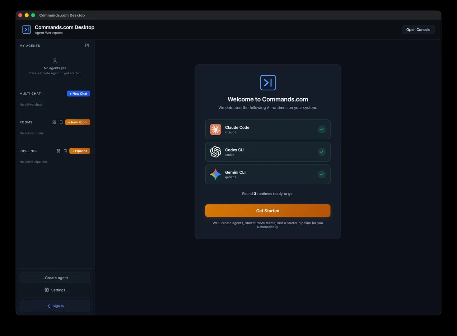 Commands.com: The Multi-Agent Workspace screenshot 1