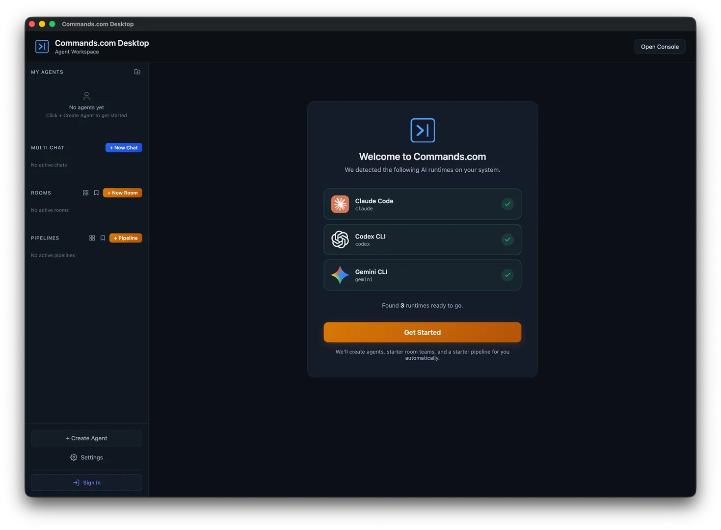 Commands.com: The Multi-Agent Workspace screenshot 1